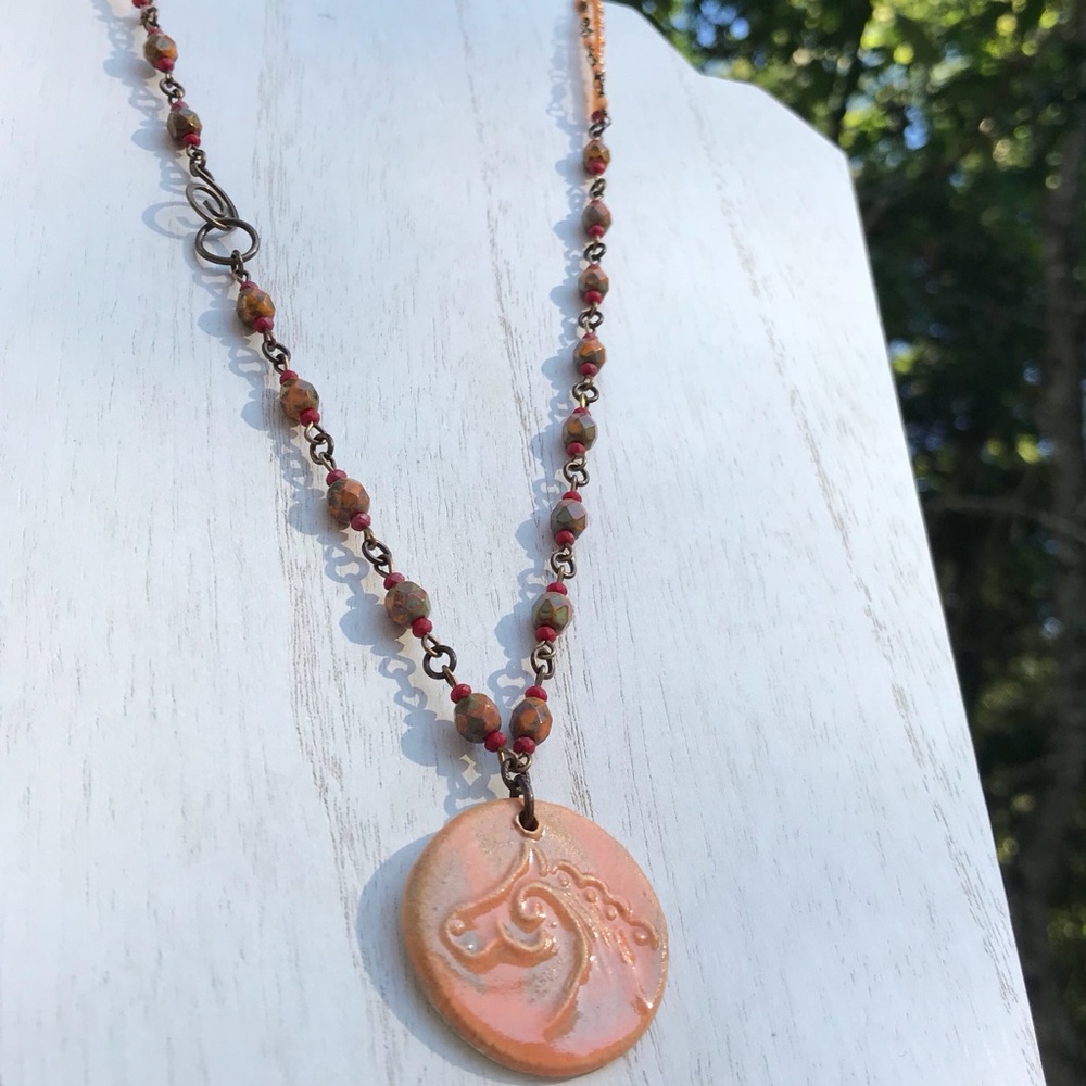 Handmade Horse Pendant & Earrings Set